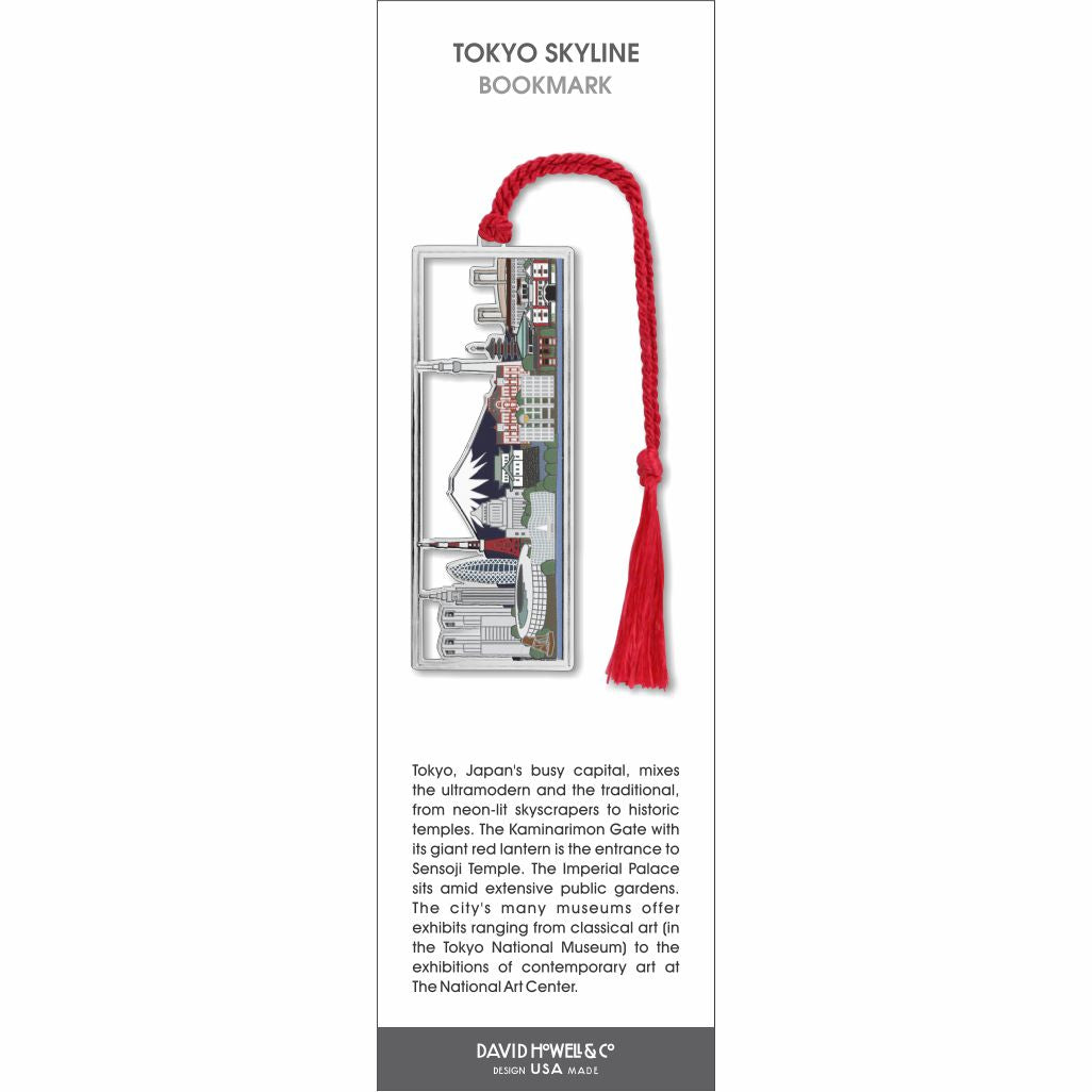 Tokyo Skyline’ bookmark featuring iconic Tokyo landmarks including Mount Fuji with a red braided tassel.