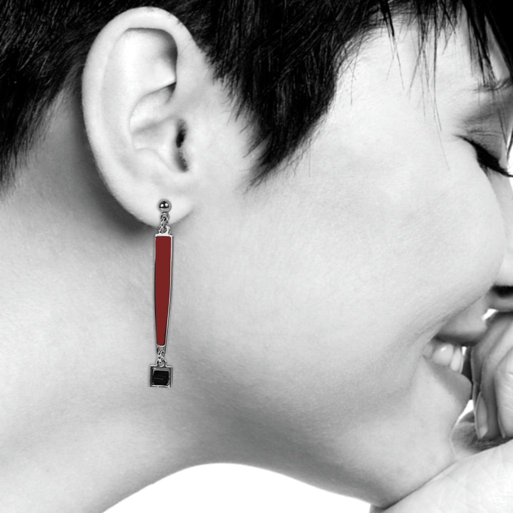 Dada Red Enamel Earrings