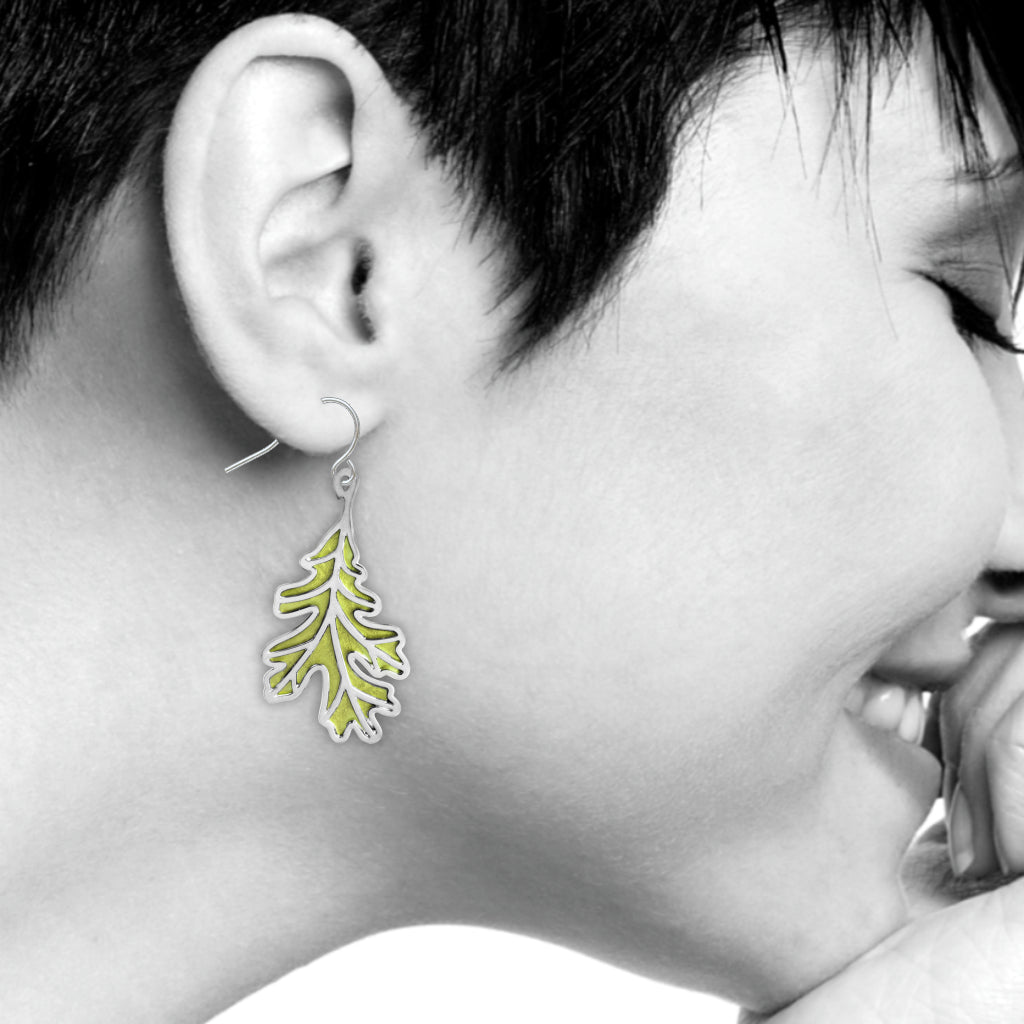 White Oak Leaf In Spring Earrings