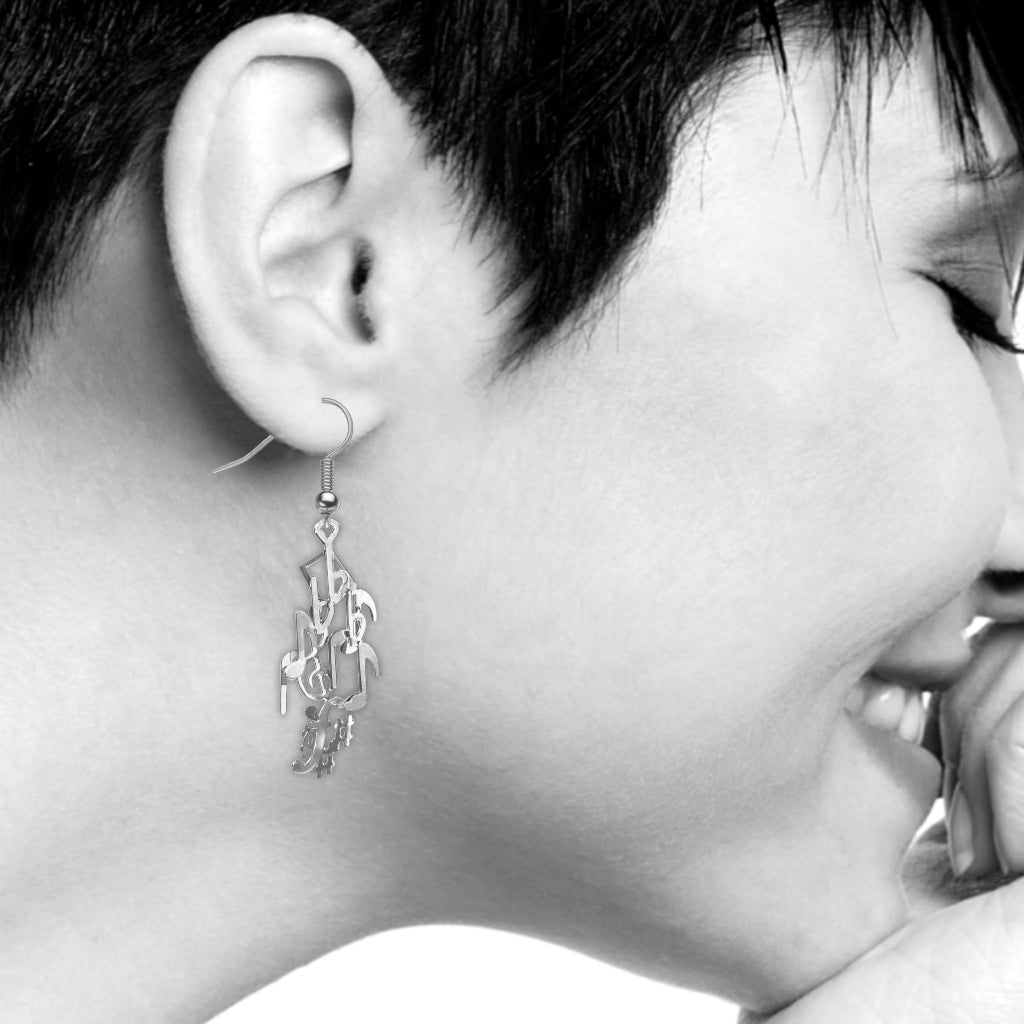 Musical Silver Tone Notes Earrings