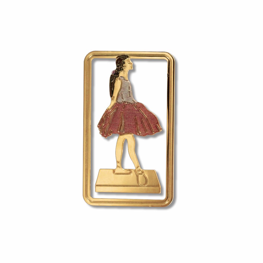 Little Dancer metal clip bookmark inspired by Edgar Degas’ 1881 sculpture Little Dancer, Aged Fourteen, featuring a graceful ballerina design.