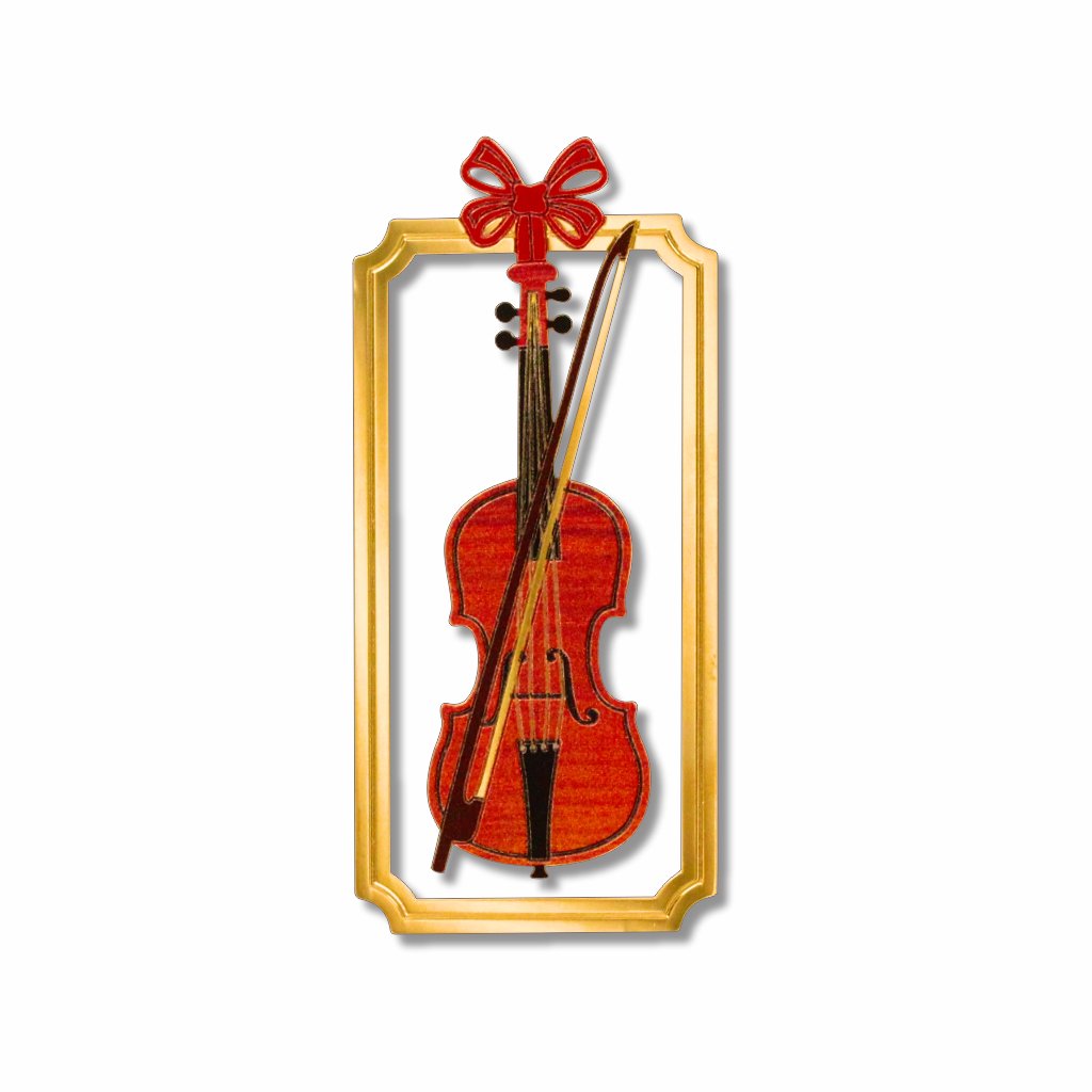 Violin metal clip bookmark inspired by Jan van der Vaart’s trompe l’oeil violin painting in the State Music Room at Chatsworth House, Derbyshire.