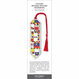 Victory Boogie-Woogie Mondrian bookmark featuring geometric blocks in red, blue, yellow, and white with a red tassel.