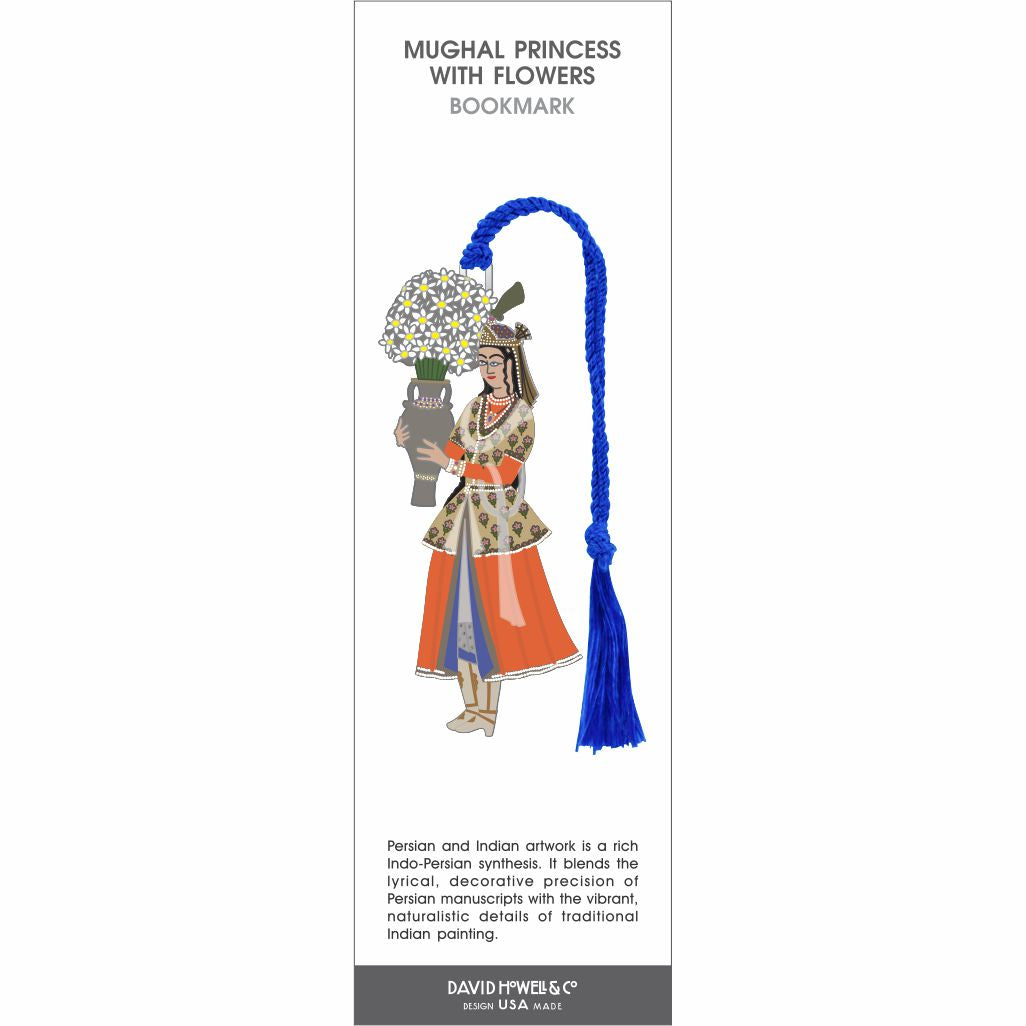 Mughal Princess with Flowers Metal Bookmark
