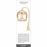 Vitruvian Man’ bookmark featuring Leonardo da Vinci’s iconic human figure drawing, with a cream braided tassel.