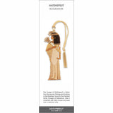 Hatshepsut bookmark featuring an ancient Egyptian queen illustration in profile, with a cream braided tassel.