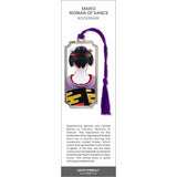 Maiko bookmark showing the back view of a traditional Japanese apprentice geisha hairstyle with ornate hairpins and a purple tassel.