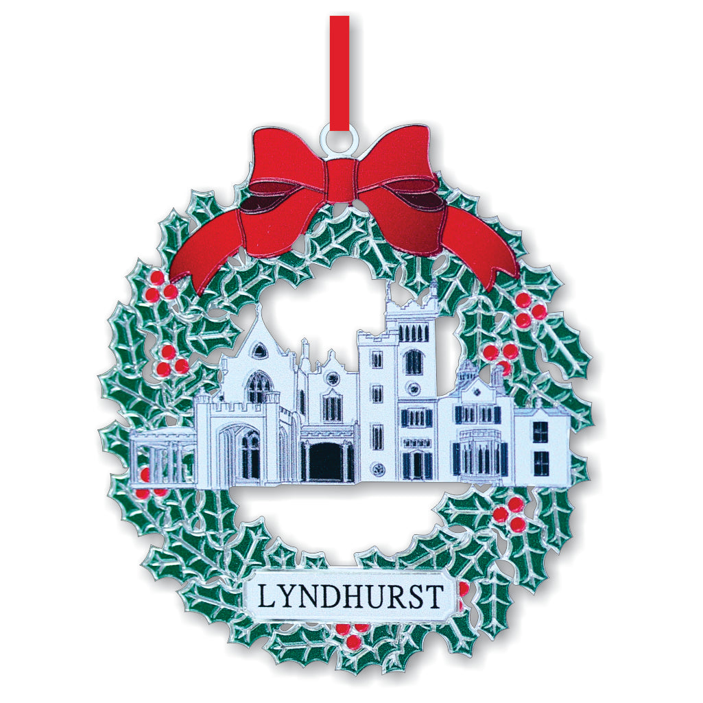 Holly Wreath and Building Ornament