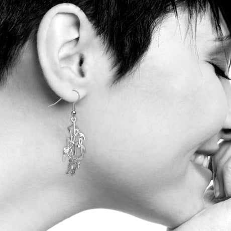 Musical Silver Tone Notes Earrings