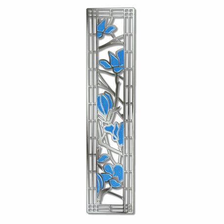 Tiffany blue magnolia blossoms in silver metal frame.